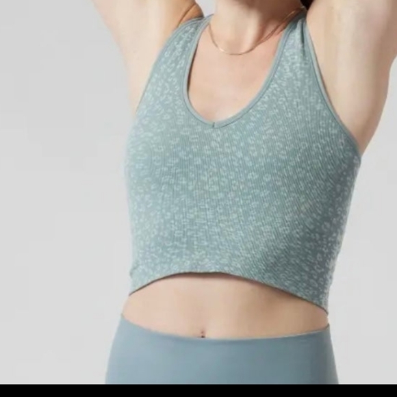 Athleta Tops - Athleta Aurora Cheetah Print Crop V-neck Ribbed Tank Size Large